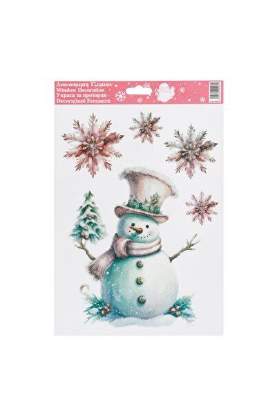 DD SHOP Autocolante Decorative de Craciun Om de Zapada Fulgi cu Glitter Roz 2...