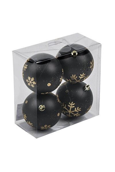 DD SHOP Globuri de Craciun Negre Fulg Auriu Ø8cm - 6buc - Decoratiuni Aurii