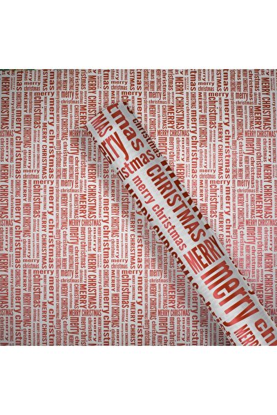 DD SHOP Hartie Ambalaj de Craciun Alba cu Imprimeu Merry Christmas 200x70cm