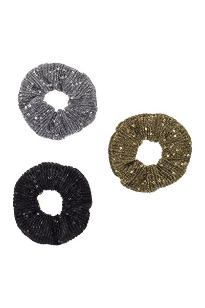 DD SHOP Elastice Par Textile cu Lurex Argintiu Auriu Negru Paiete - 3buc
