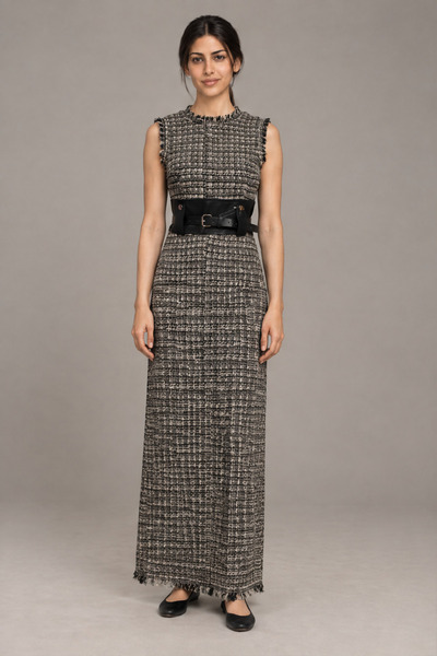 Livia Sleeveless Checkered Maxi Dress