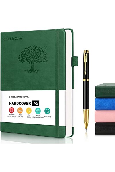 DoubleCare 300 Pages Hardcover Notebook, A5 Leather Thick College Ruled Journ...