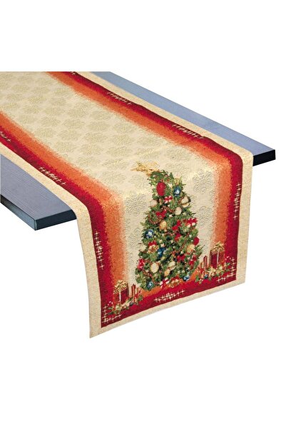DD SHOP Napron de Craciun Brad Impodobit Cadou Auriu Rosu 150x34cm - Naproane...
