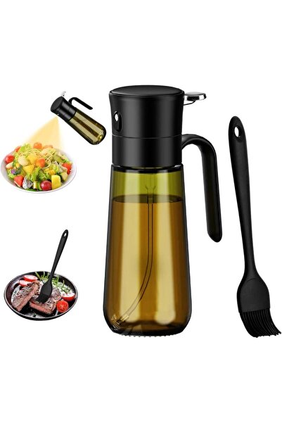 Type-C Pulverizator de ulei din sticlă de 280 ml cu perie din silicon aliment...
