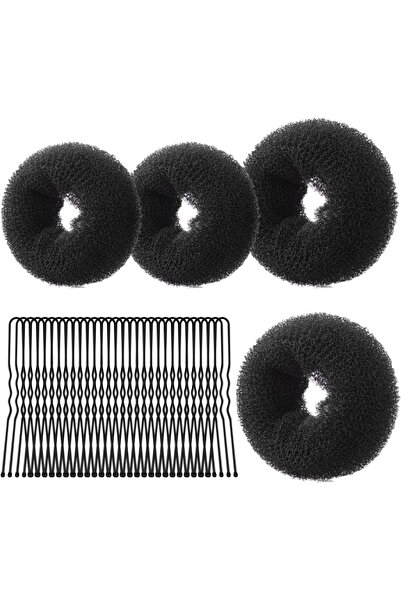 Type-C Set de 4 bureți de păr tip gogoașă pentru Coc Typec Home, cu 30 de cle...