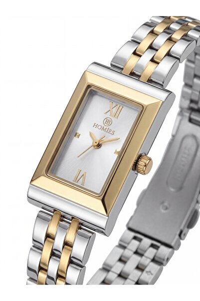 Homies Women's Rectangular Case Steel Band Vintage Wristwatch