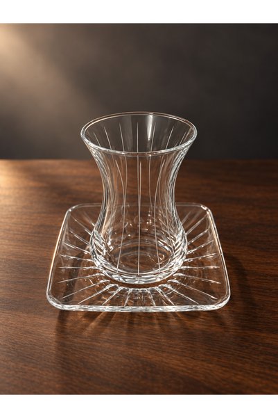 DECOSTYLE Ruby Cut Pattern Acid Engraved 12 Piece Tea Set 125 Cc