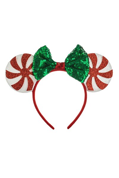 DD SHOP Coronita Par de Craciun Urechi Paiete Albe Glitter Rosu Fundita Verde...