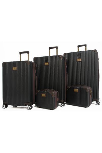 MORANO Shockproof and Drop Resistant Abs Luggage Sets 7-Piece Set Beige and Brown Hard-Shell Travel Luggage Sets