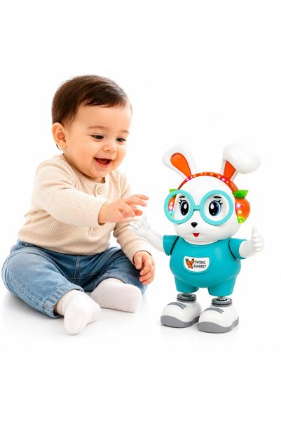 ByCaretta Dans Eden Sevimli Tavşan Robot – 25 cm | Işıklı, Sesli ve Pilli