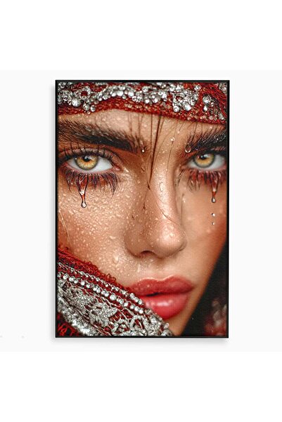 Luxcanva Tablou Canvas Privire Hipnotica 40x60 cm cu Rama Negru Seductie Exot...