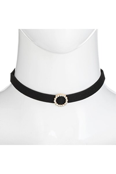 DD SHOP Colier Choker Negru Suede cu Floare Aurie & Strass de Craciun pentru ...