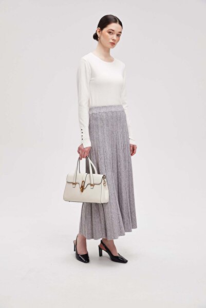 menta Cable-Knit Long Skirt