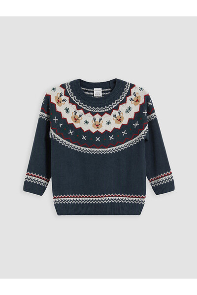 LC Waikiki Rmz Gi̇yi̇m Farkiyla Zero Roba Collar Baby Boy Knitwear Sweater