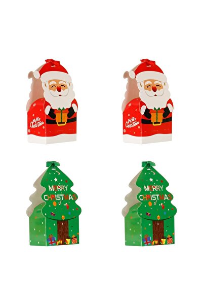 DD SHOP Cutii pentru Dulciuri de Craciun din Carton Mos Craciun & Brad 9.2x6....