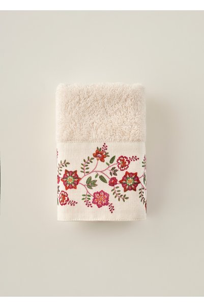 Bella Maison %100 Pamuk Grandma Bordür Baskılı El Havlusu Ekru (30x50 cm)