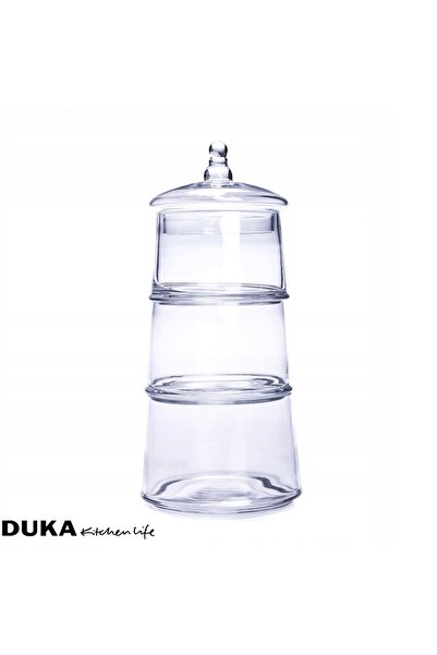 DUKAAN Borcan pentru prăjituri, cu 3 niveluri, din sticlă, 40 cm, transparent...