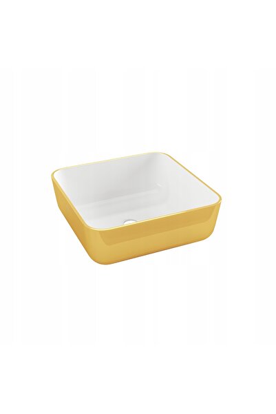 Invena UMYWALKA NABLATOWA 39x39cm ALB/ARĂTOS AURIU CERAMICĂ PENTRU BLAT PĂTRAT