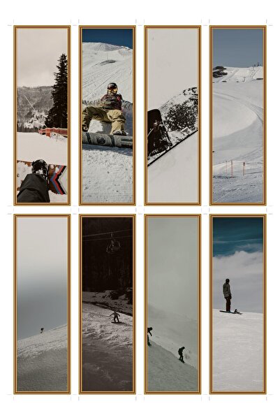 OEM Set 8 Semne de Carte Pista de Snowboard, Design Sport de Iarna, Carton Pr...