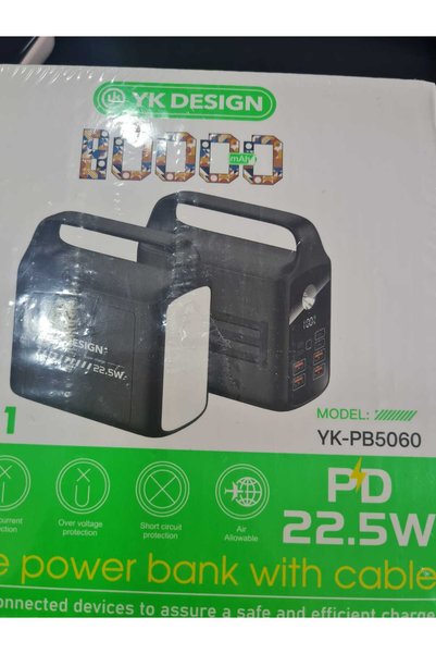 yk desing 22.5W Taşınabilir Güç Kaynağı, 3’ü 1 Arada Power Bank, Elektrik Destekli, Dijital Ekranlı