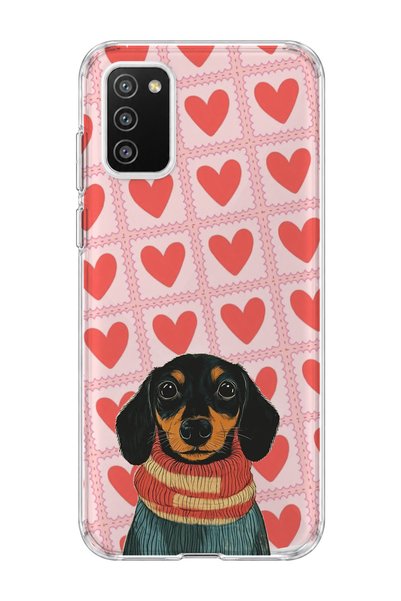 lelia Samsung Galaxy A02S Compatible Sausage Dog Red Heart Printed Transparen...