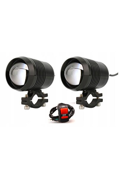 NO BRAND LAMPĂ DE LUCRU MOTOCICLETĂ HALOGEN QUAD U2 LED NEAGRĂ + COMUTATOR 2 ...