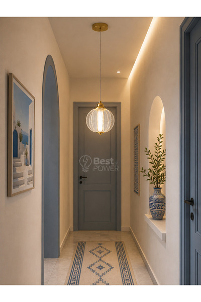 best power ثريا علاقي مودرن LED فردية بتصميم كلاسيكي ذهبي 3 إضاءات - نجفة سقف...