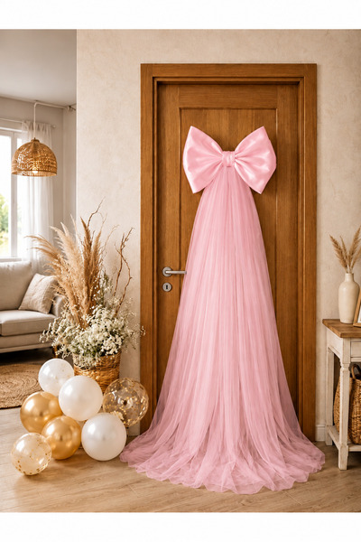 ecrin tuhafiye hobi 50 x 150 cm Saten & Kristal tül Fiyonk Bebek Kapı Süsü, B...