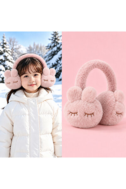 synshop Cute Rabbit Ears Pink Young Girls' Plush Earmuff Cat Furry Bowknot Wi...