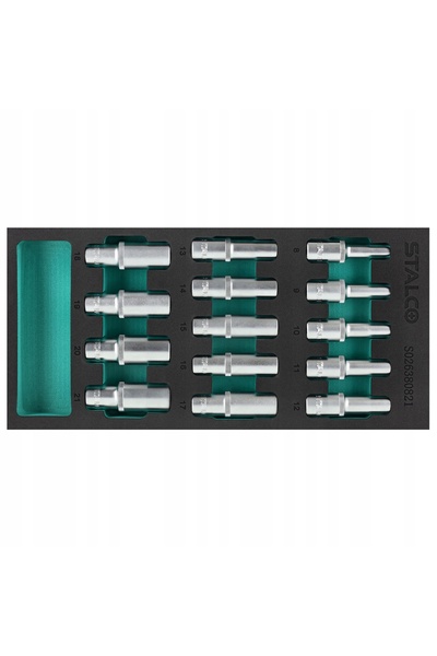Stalco Set de chei tubulare adânci 1/2”, 8-21mm, CrV 14 piese S026380821