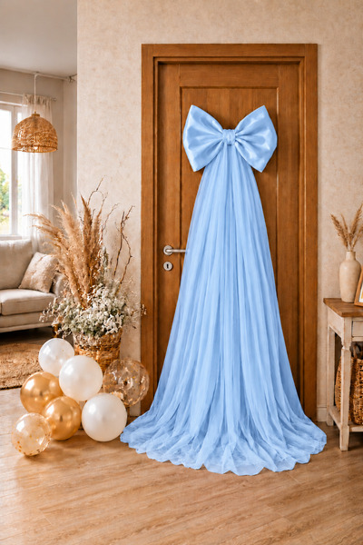 ecrin tuhafiye hobi 50 x 150 cm Saten & Kristal tül Fiyonk Bebek Kapı Süsü, B...