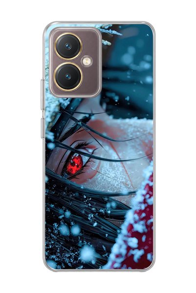 lelia حافظة هاتف شفافة مطبوعة بتصميم عين حمراء متوافقة مع Vivo Y27