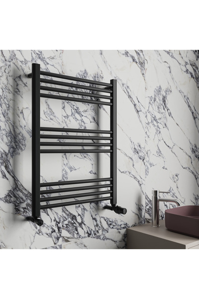 THERMOFIX Calorifer cu prosoape din oțel negru, drept, 800 x 600 mm, accesori...