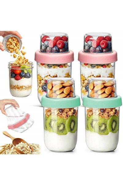 NO BRAND Pahar recipient pentru iaurt, muesli, cereale, mix de pădure, culori...