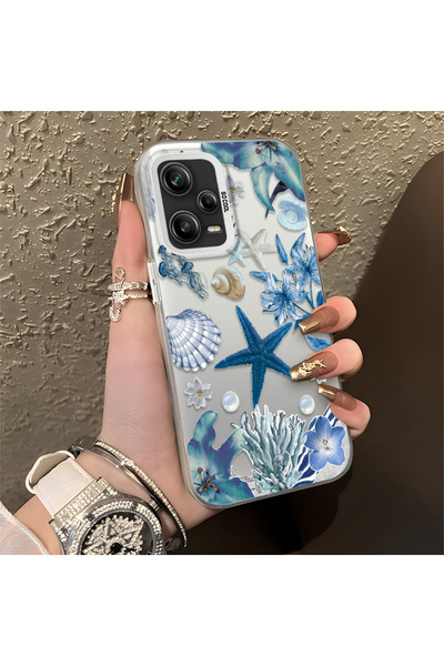 PATTERNOVA Redmi Note 12 Pro 5G Uyumlu Rahatlatıcı Deniz Kabuk Mercan Yıldız ...