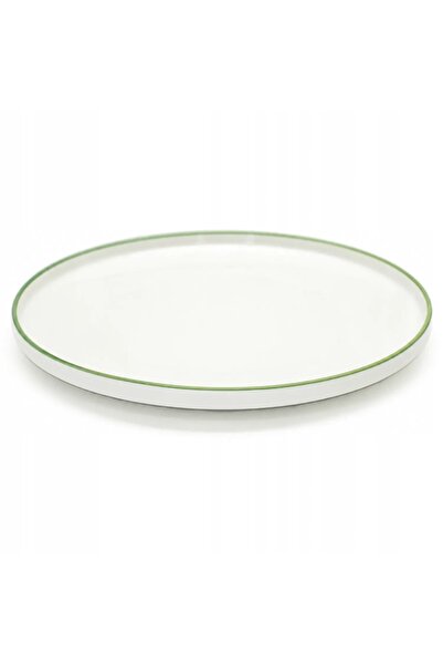 DUKAAN Farfurie de masă din porțelan DUVE cu bordură verde 28 cm DUKA