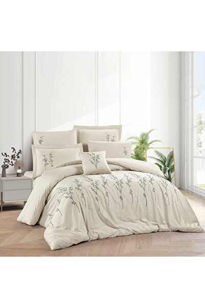 Pazar Home Bedding مفرش بازار هوم ناديا قطني مطرز 300 عرزة نفرين 7 قطع260 × 2...