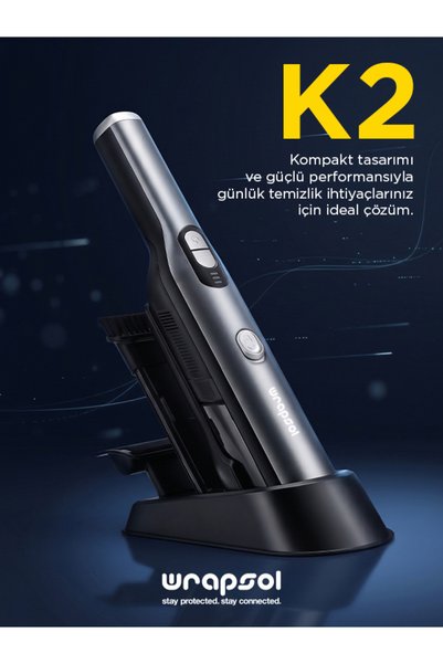 Wrapsol K2 BLDC Motorlu Şarjlı El Süpürgesi – Taşınabilir, Şarj ve Saklama İs...