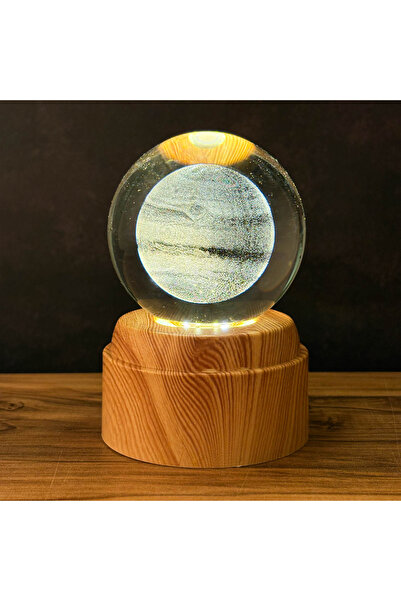casa rosa Rotating Laser Engraved Crystal Ball Night Light Wooden Base Gift