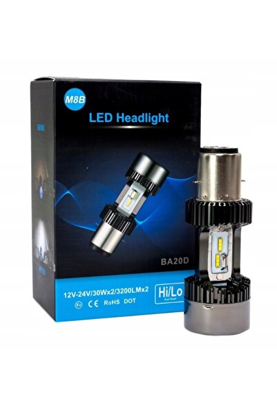 NO BRAND Bec LED Motocicletă Scuter ATV BA20D S2 3200lm 30W Radiator cu venti...