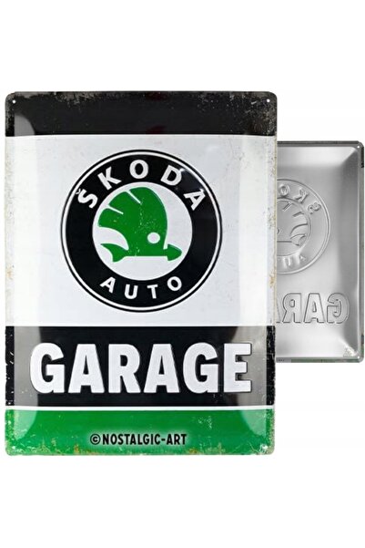 Nostalgic Art Poster Metalic Cult 30x40 Skoda Garage Green - transformă-ți in...