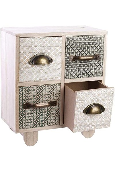 Melina Home Deco خزانة تخزين خشبية صغيرة بـ 4 أدراج من مصنع ديكور المنزل