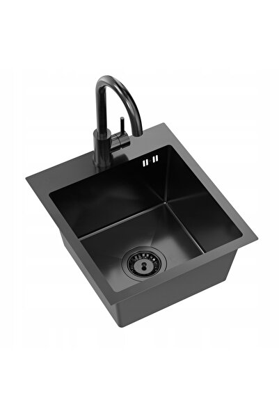 Granitan Set chiuvetă Kernau KSSE 40 1B + Baterie KWT 40 Elastic Inox închis