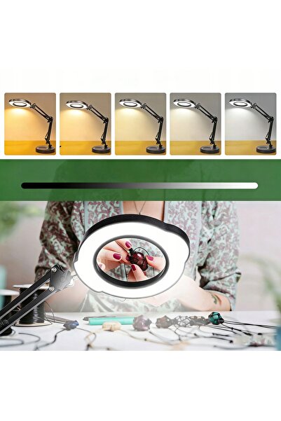 NO BRAND Lupă cu mărire 10X, cu lumină LED, lampă cosmetică pentru blat, cu r...