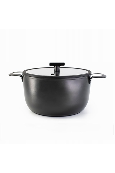 DUKAAN 24 cm 4 L Oală pentru plită cu inducție cu capac Negru UGNAR CASSAROLE...