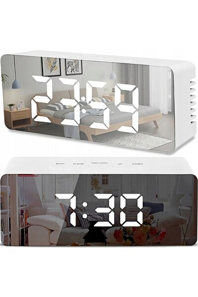 Retoo Ceas cu alarmă, termometru electronic, oglindă, design modern, alarmă LED