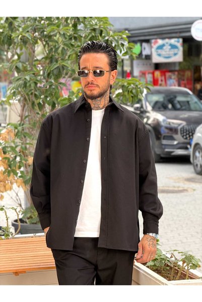 manch collection Giesto Gabardin Shirt Pants Set Black