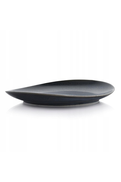 DUKAAN Farfurie de masă din porțelan cu glazură reactivă, negru, 28 cm, DUKA