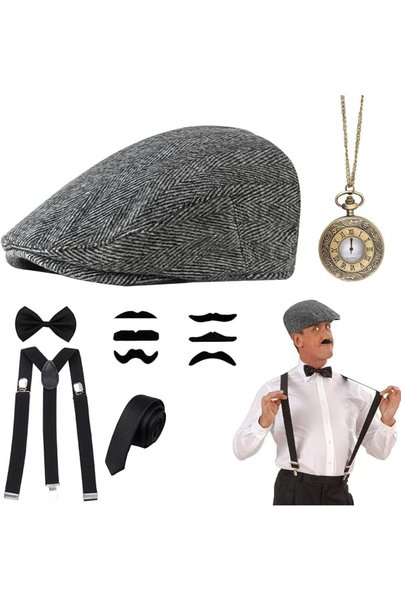 KASTWAVE 1920s Gatsby Costume for Men, Fancy Dress Accessories Set 5 Pieces 1...