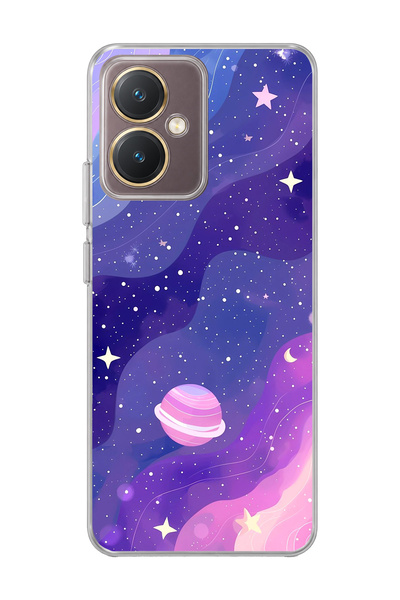 lelia حافظة هاتف شفافة متوافقة مع هاتف Vivo Y27 مطبوع عليها نجمة كوكب أرجواني